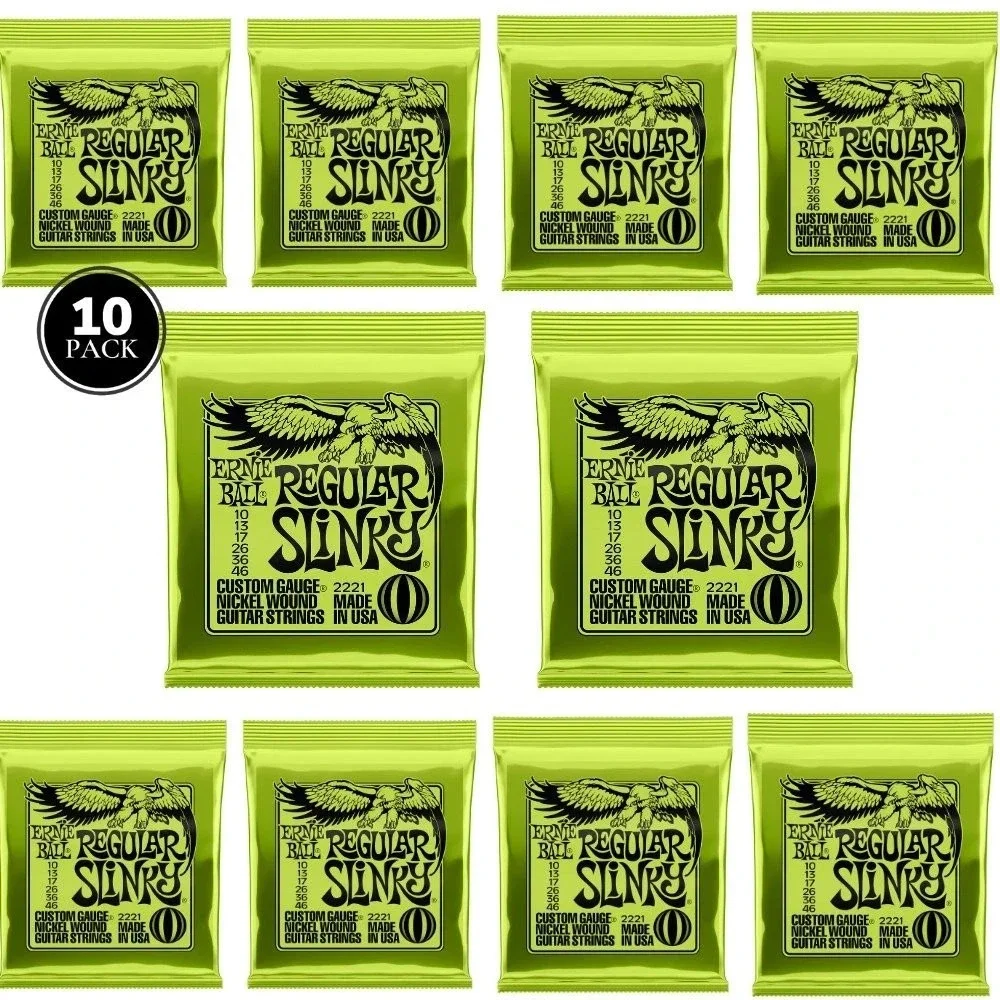 2221 Ernie Ball Regular Slinky Nickel 10-46 Electric Guitar‎ 6 Strings 10 SETS